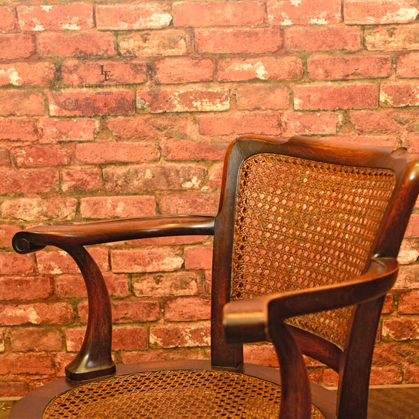 A Pair of Early 20th Century Beech & Cane Armchairs - London Fine Antiques