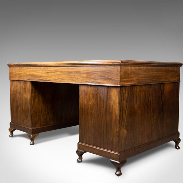 Large Antique Pedestal Desk, English, Edwardian, Mahogany, Circa 1910 - London Fine Antiques