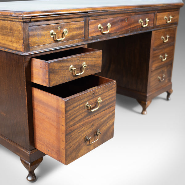 Large Antique Pedestal Desk, English, Edwardian, Mahogany, Circa 1910 - London Fine Antiques