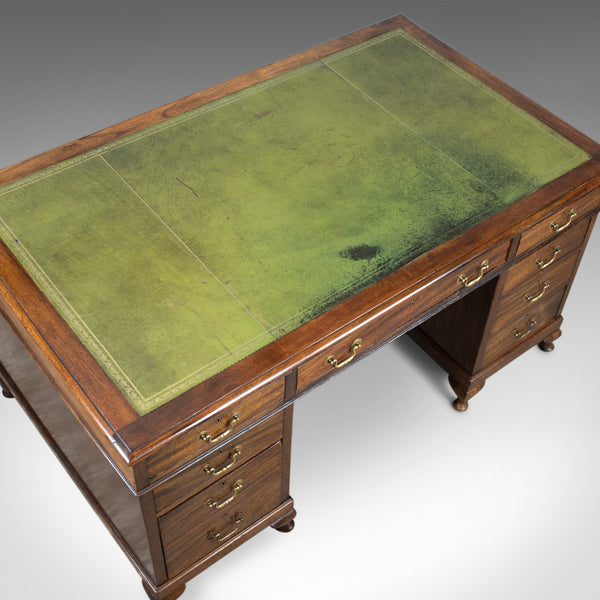 Large Antique Pedestal Desk, English, Edwardian, Mahogany, Circa 1910 - London Fine Antiques