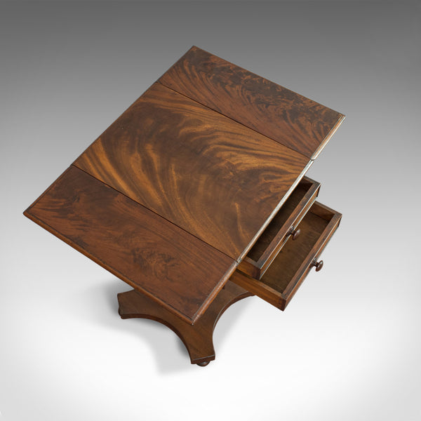 Antique Pembroke Work Table, English, Victorian, Flame Mahogany, Drop Flap c1840 - London Fine Antiques