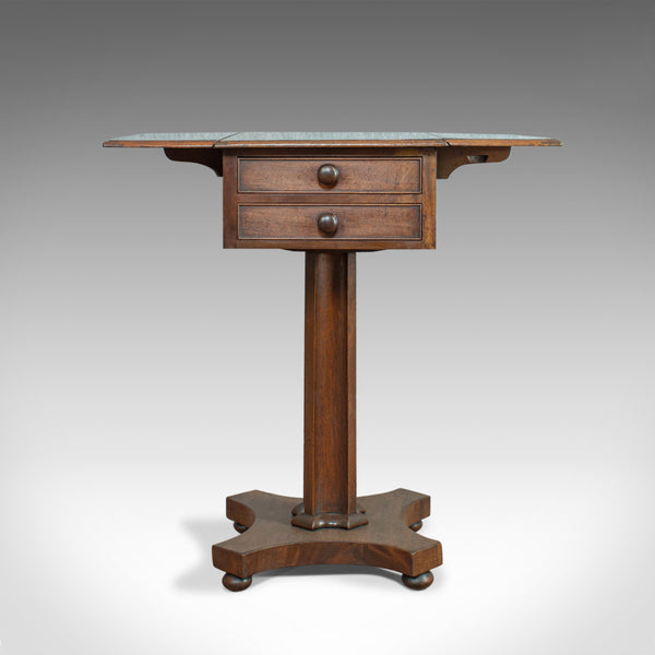 Antique Pembroke Work Table, English, Victorian, Flame Mahogany, Drop Flap c1840 - London Fine Antiques
