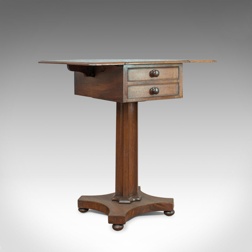 Antique Pembroke Work Table, English, Victorian, Flame Mahogany, Drop Flap c1840 - London Fine Antiques