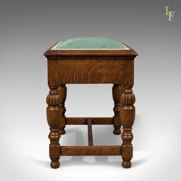 Antique Piano Stool, English Oak Music Seat, Edwardian c.1910 - London Fine Antiques