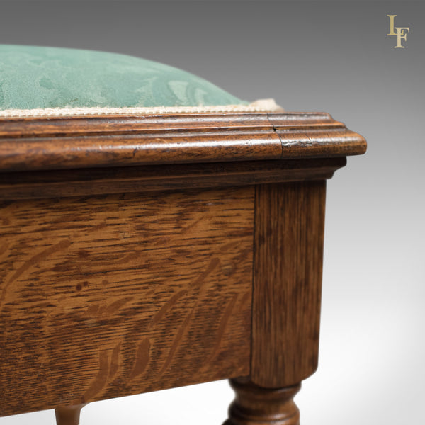 Antique Piano Stool, English Oak Music Seat, Edwardian c.1910 - London Fine Antiques