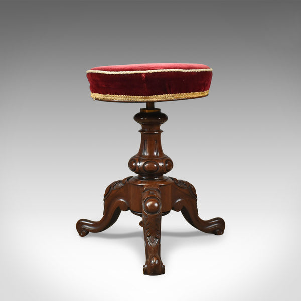 Antique Piano Stool, Rosewood, Adjustable, Music, English, Victorian, Circa 1880 - London Fine Antiques