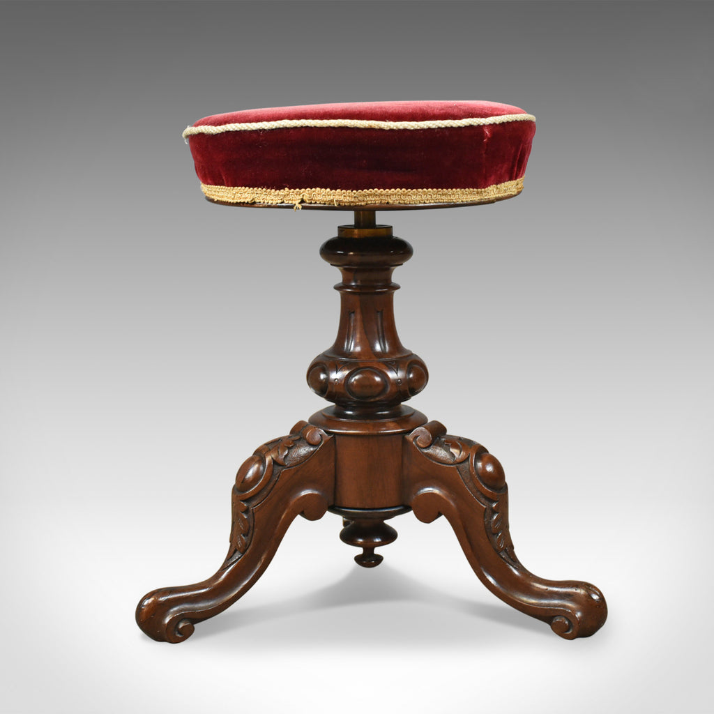 Antique Piano Stool, Rosewood, Adjustable, Music, English, Victorian, Circa 1880 - London Fine Antiques