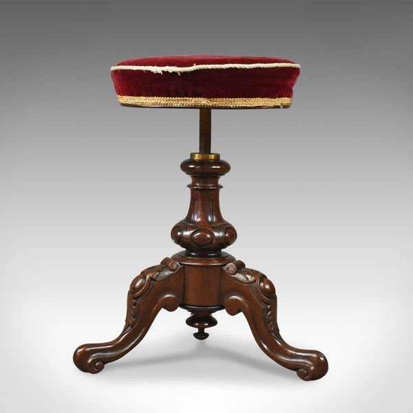 Antique Piano Stool, Rosewood, Adjustable, Music, English, Victorian, Circa 1880 - London Fine Antiques