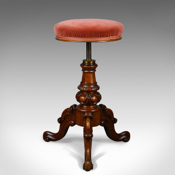 Antique, Piano Stool, Walnut, Adjustable, English, Victorian, Music Circa 1860 - London Fine Antiques