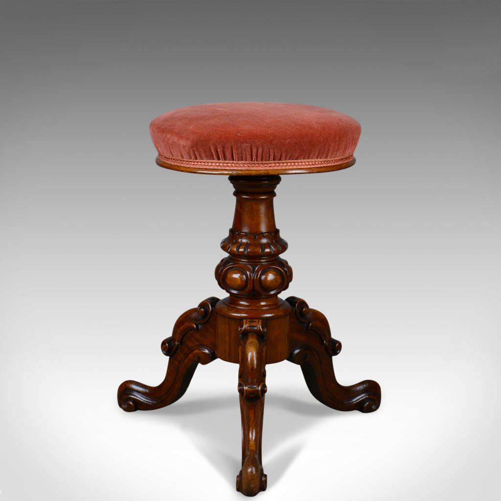 Antique, Piano Stool, Walnut, Adjustable, English, Victorian, Music Circa 1860 - London Fine Antiques