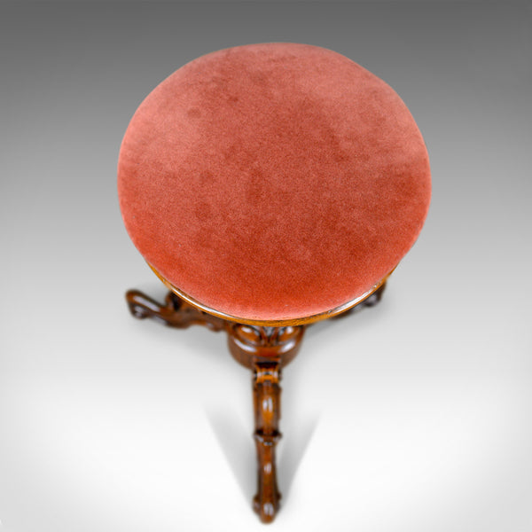 Antique, Piano Stool, Walnut, Adjustable, English, Victorian, Music Circa 1860 - London Fine Antiques