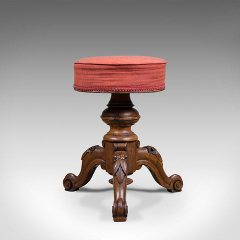 Antique Piano Stool, Walnut, Adjustable, English, Victorian, Seat Circa 1860 - London Fine Antiques