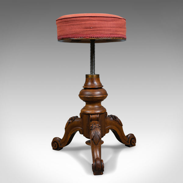 Antique Piano Stool, Walnut, Adjustable, English, Victorian, Seat Circa 1860 - London Fine Antiques