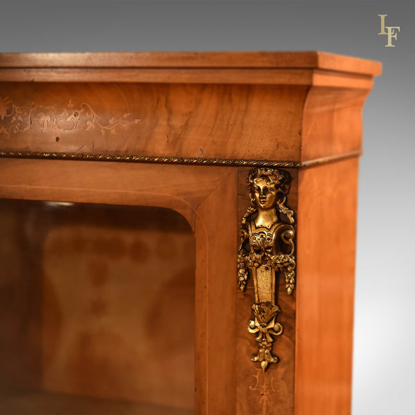 Antique Pier Cabinet, Victorian Burr Walnut c.1850 - London Fine Antiques