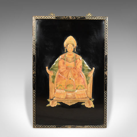 Chinese Soap Stone Picture in Japanned Frame, circa 1930s-1940s - London Fine Antiques