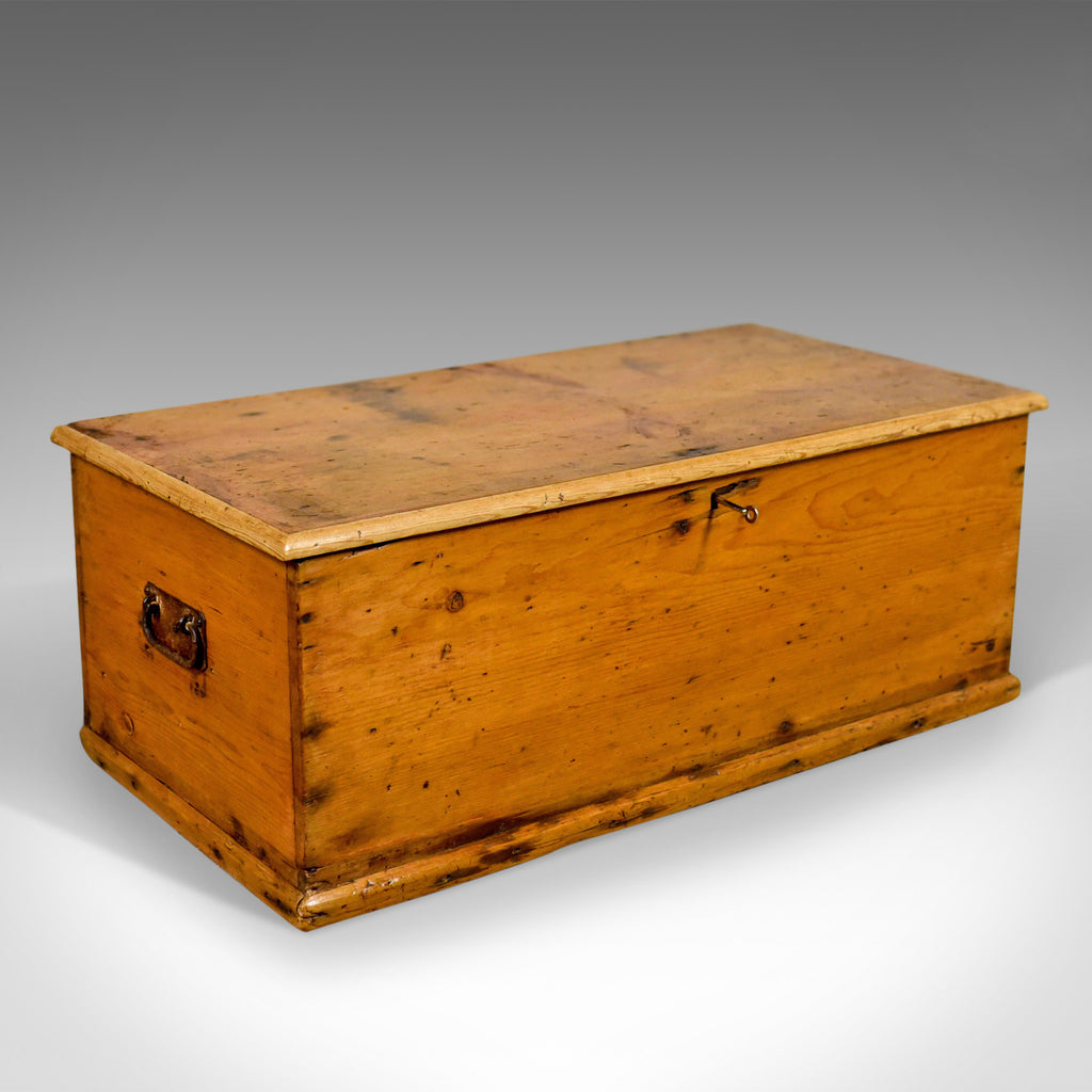 Antique Pine Trunk, English Carriage Chest, Victorian Circa 1880 - London Fine Antiques