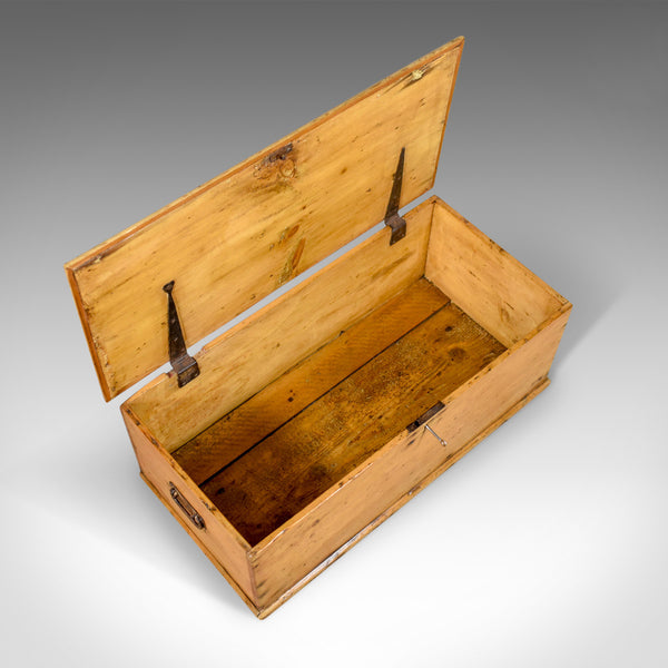 Antique Pine Trunk, English Carriage Chest, Victorian Circa 1880 - London Fine Antiques