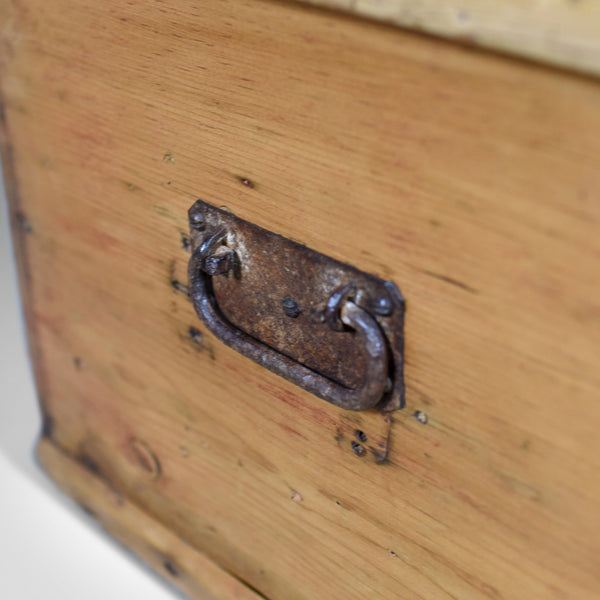 Antique Pine Trunk, English Carriage Chest, Victorian Circa 1880 - London Fine Antiques