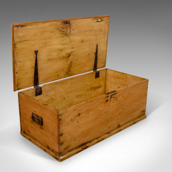 Antique Pine Trunk, English Carriage Chest, Victorian Circa 1880 - London Fine Antiques
