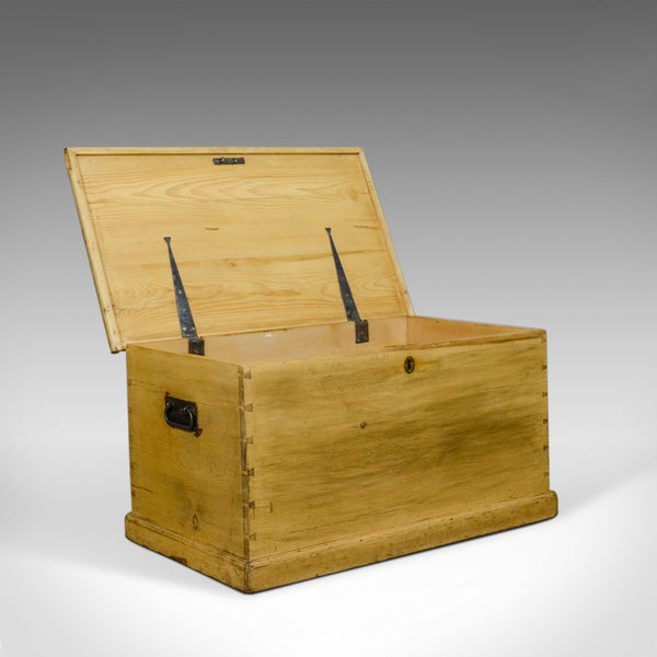 Antique Pine Trunk, Victorian, Blanket Chest, Box Early 20th Century, Circa 1900 - London Fine Antiques