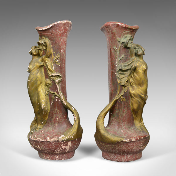 Antique Plaster Vases, French, Art Nouveau, Amphora, Early 20th Century, c.1900 - London Fine Antiques