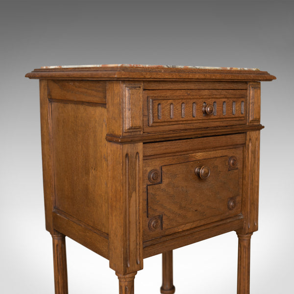 Antique Pot Cupboard, French, Marble Top, Bedside Cabinet, Nightstand Circa 1900 - London Fine Antiques