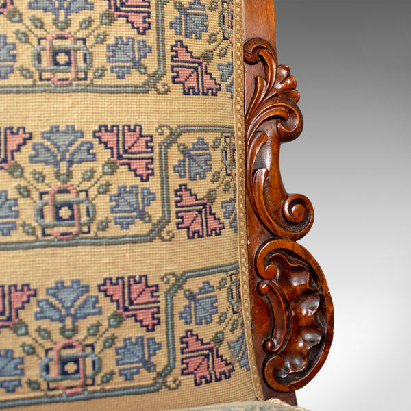 Antique Prie Dieu Chair, Early Victorian, Walnut Needlepoint Tapestry Seat c1840 - London Fine Antiques