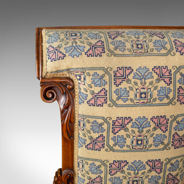 Antique Prie Dieu Chair, Early Victorian, Walnut Needlepoint Tapestry Seat c1840 - London Fine Antiques