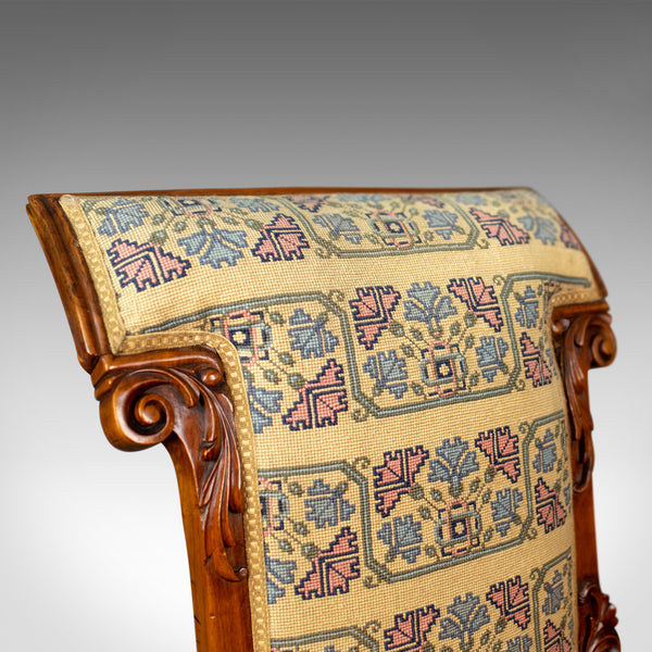 Antique Prie Dieu Chair, Early Victorian, Walnut Needlepoint Tapestry Seat c1840 - London Fine Antiques