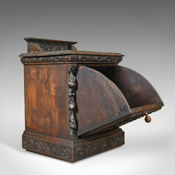 Antique Purdonium, Scottish, Oak, Coal, Fireside Log Bin, Victorian, Circa 1880 - London Fine Antiques