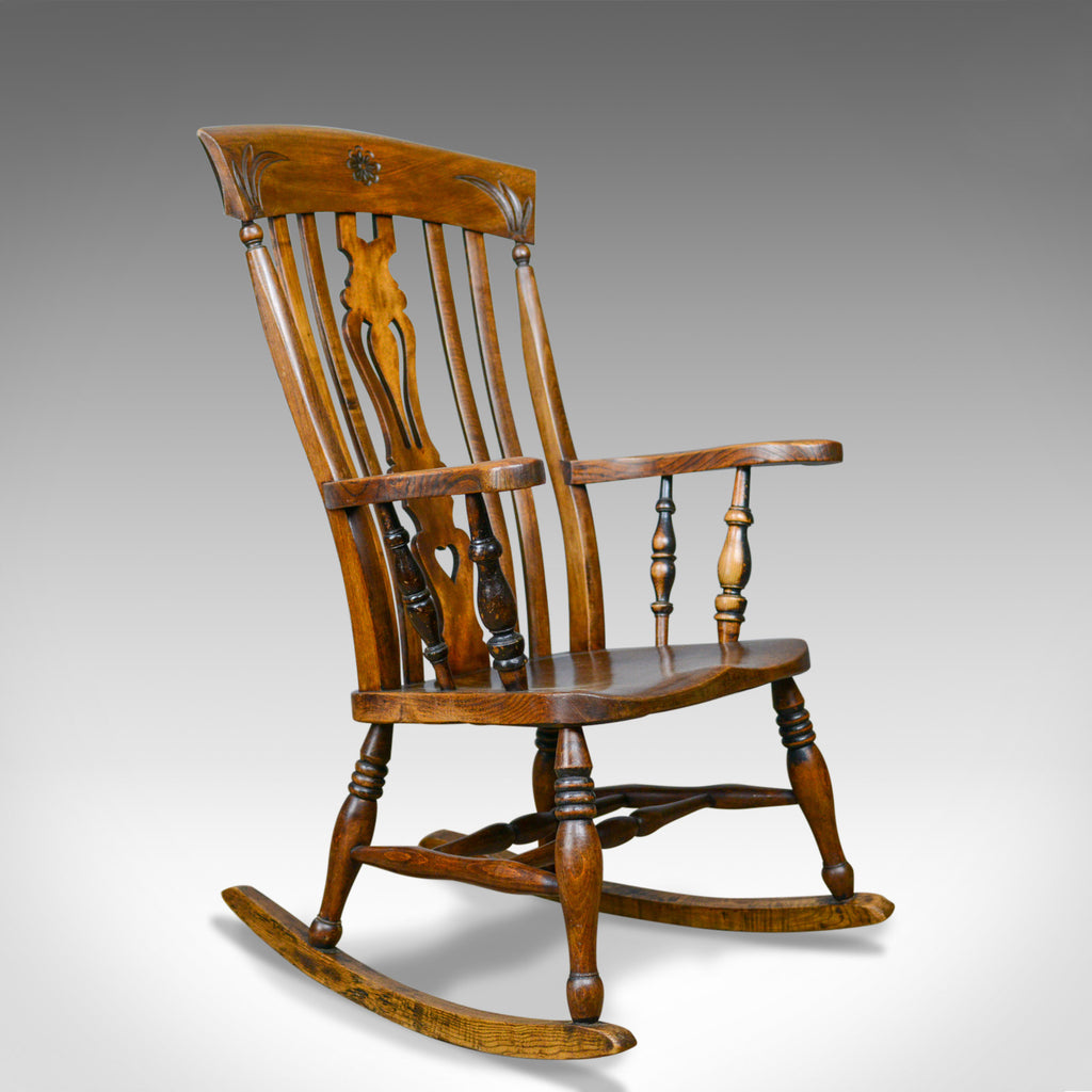 Antique Rocking Chair, Edwardian, Country Kitchen, Windsor Elbow Chair C.1910 - London Fine Antiques