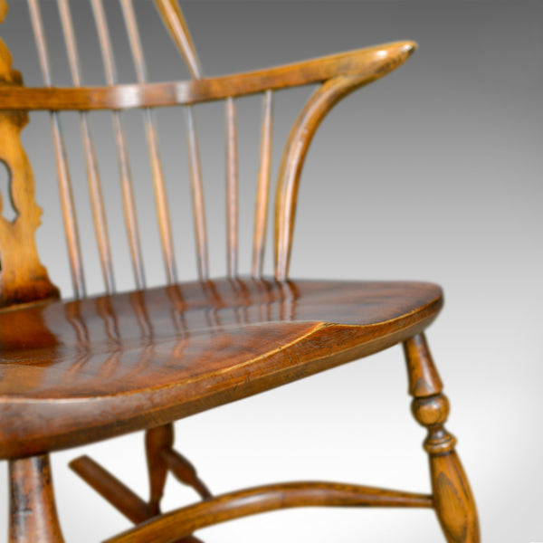 Antique Rocking Chair, English, Edwardian, Windsor Stick Back, Elbow, Circa 1910 - London Fine Antiques