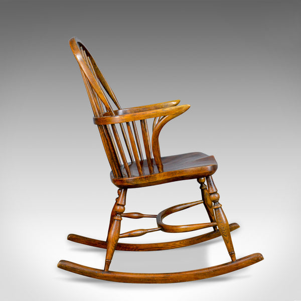 Antique Rocking Chair, English, Edwardian, Windsor Stick Back, Elbow, Circa 1910 - London Fine Antiques