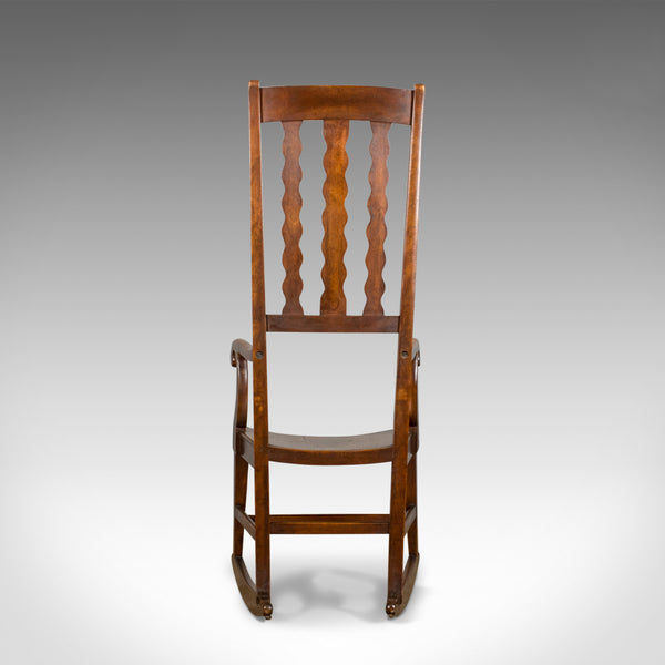 Antique Rocking Chair, English Victorian, Mahogany, Wavy Line, Rocker Circa 1850 - London Fine Antiques