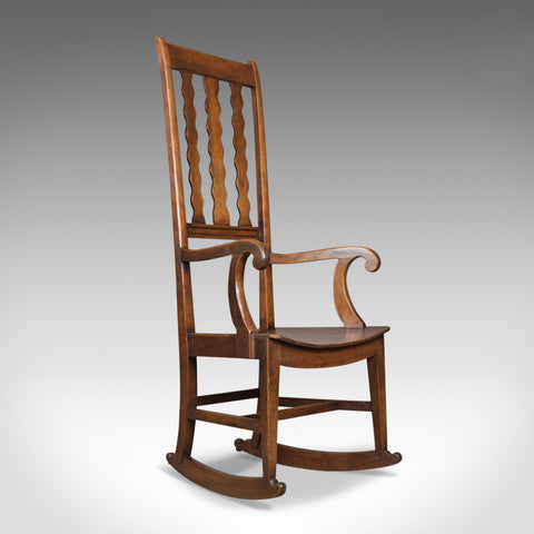 Antique Rocking Chair, English Victorian, Mahogany, Wavy Line, Rocker Circa 1850 - London Fine Antiques