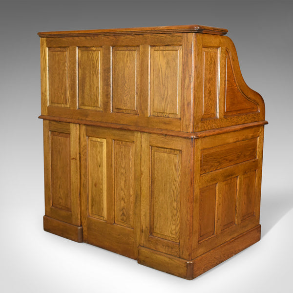 Antique Roll Top Desk, English, Oak, Victorian, Lock, Tambour, Circa 1900 - London Fine Antiques