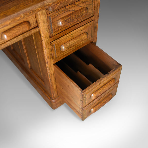 Antique Roll Top Desk, English, Oak, Victorian, Lock, Tambour, Circa 1900 - London Fine Antiques