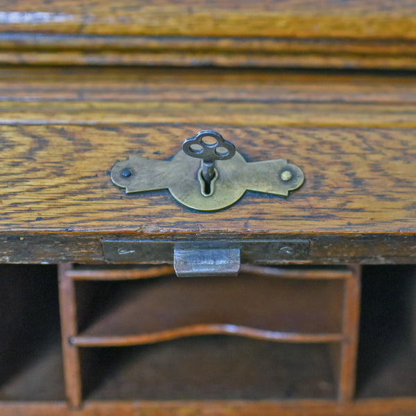 Antique Roll Top Desk, English, Oak, Victorian, Lock, Tambour, Circa 1900 - London Fine Antiques