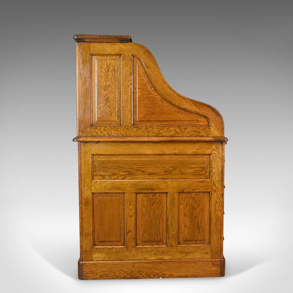 Antique Roll Top Desk, English, Oak, Victorian, Lock, Tambour, Circa 1900 - London Fine Antiques