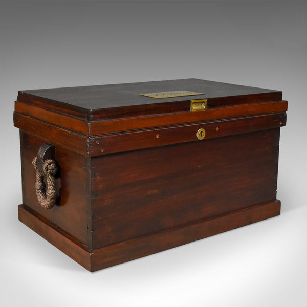 Antique Royal Navy Officer's Trunk, Early 19th Century Mahogany Chest Circa 1800 - London Fine Antiques