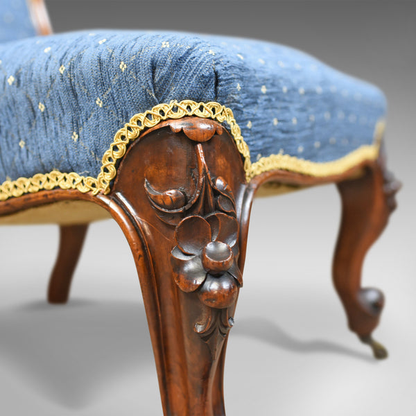 Antique Salon Chair, English, Early Victorian, Walnut, Nursing, Circa 1840 - London Fine Antiques