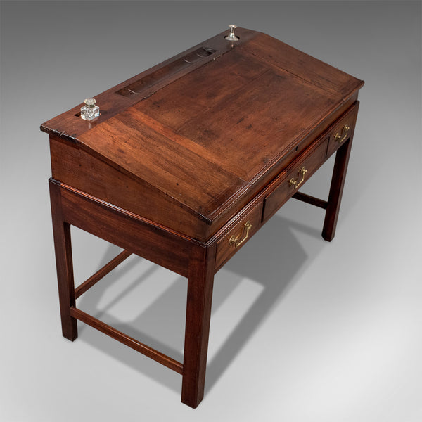 Antique School Masters Desk, English, Georgian, Mahogany, Circa 1800 - London Fine Antiques