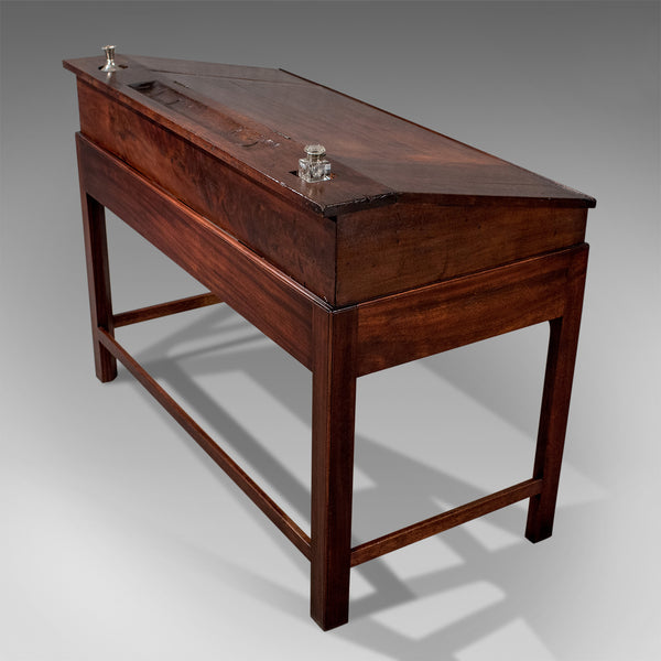 Antique School Masters Desk, English, Georgian, Mahogany, Circa 1800 - London Fine Antiques