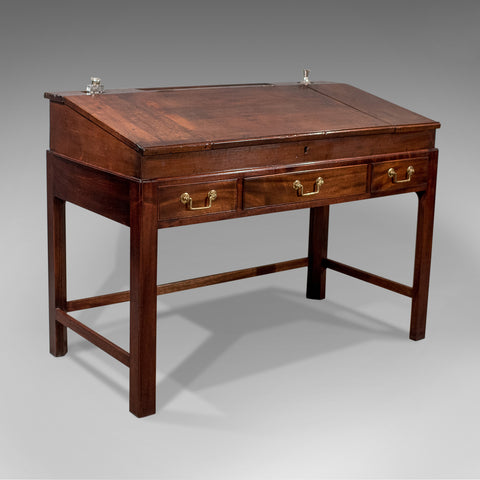 Antique School Masters Desk, English, Georgian, Mahogany, Circa 1800 - London Fine Antiques