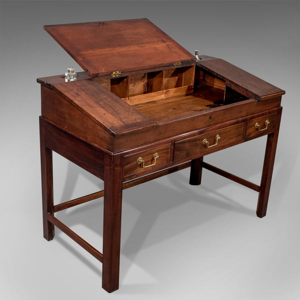 Antique School Masters Desk, English, Georgian, Mahogany, Circa 1800 - London Fine Antiques