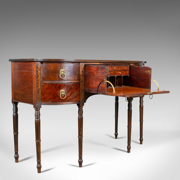 Antique Secretaire, Bow-Fronted Sideboard, Georgian, Mahogany, Circa 1790 - London Fine Antiques