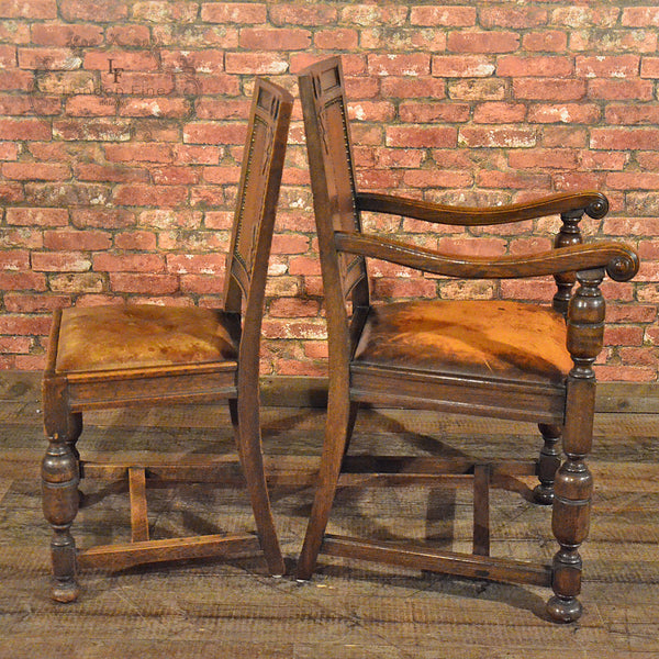 Set of 14 Gothic Revival Oak Dining Chairs - London Fine Antiques