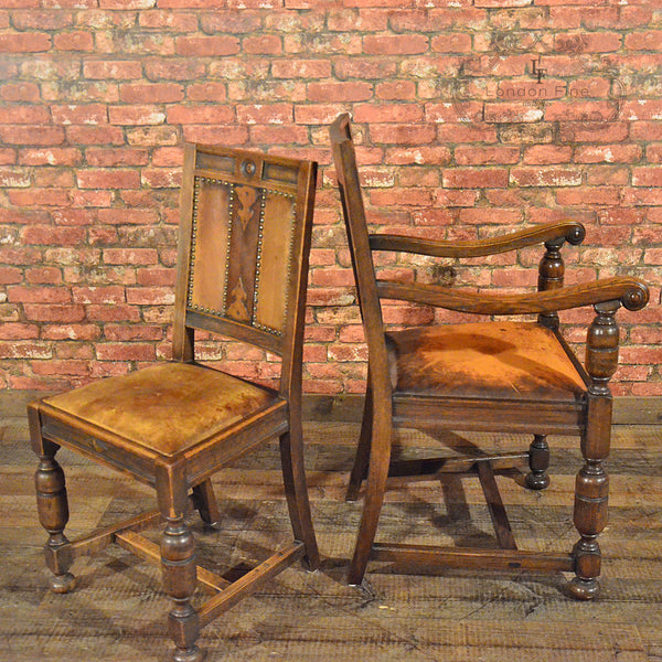 Set of 14 Gothic Revival Oak Dining Chairs - London Fine Antiques