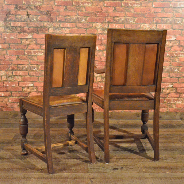 Set of 14 Gothic Revival Oak Dining Chairs - London Fine Antiques