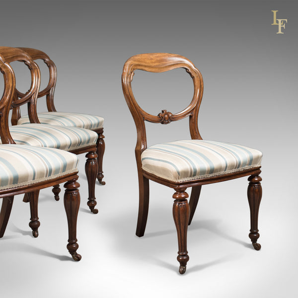 Antique Set of 4 Dining Chairs, Early Victorian Balloon Back, Mahogany, c.1840 - London Fine Antiques